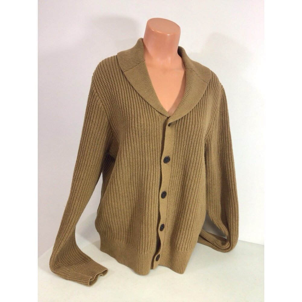 Irish Fisherman Cardigan Sweater Chunky Knit Womens Medium